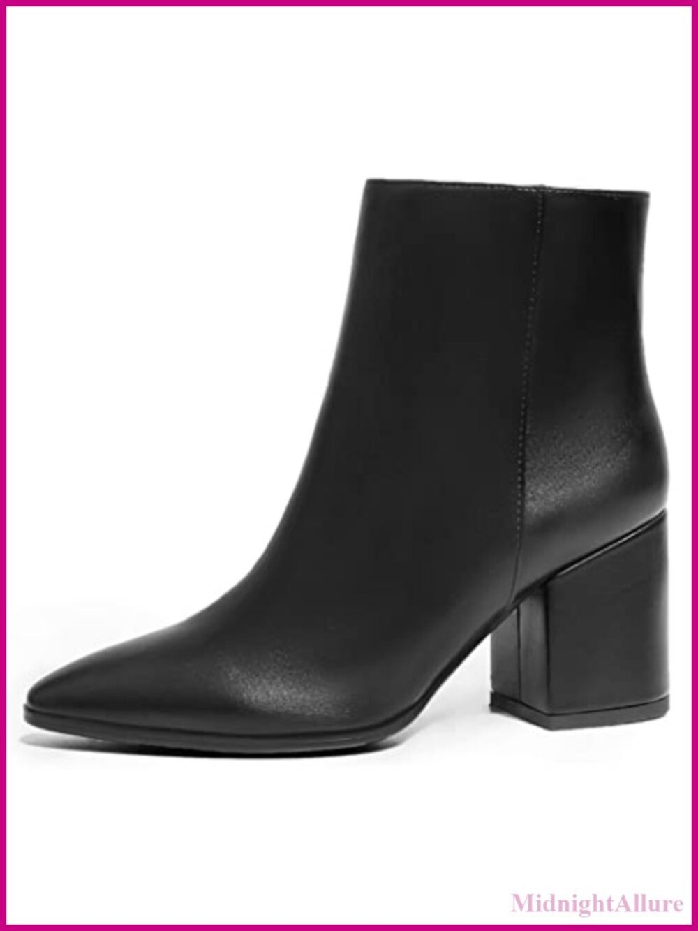 Women's Chunky Heel Ankle Bootie Pointed Toe Side Zip Dress Boot